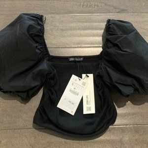 NWT | Zara |  Ribbed Puff Sleeve Cropped Top | Size: Small